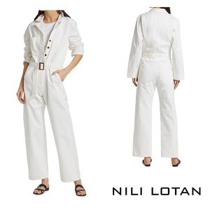 New! NILI LOTAN Marie Military Jumpsuit in White